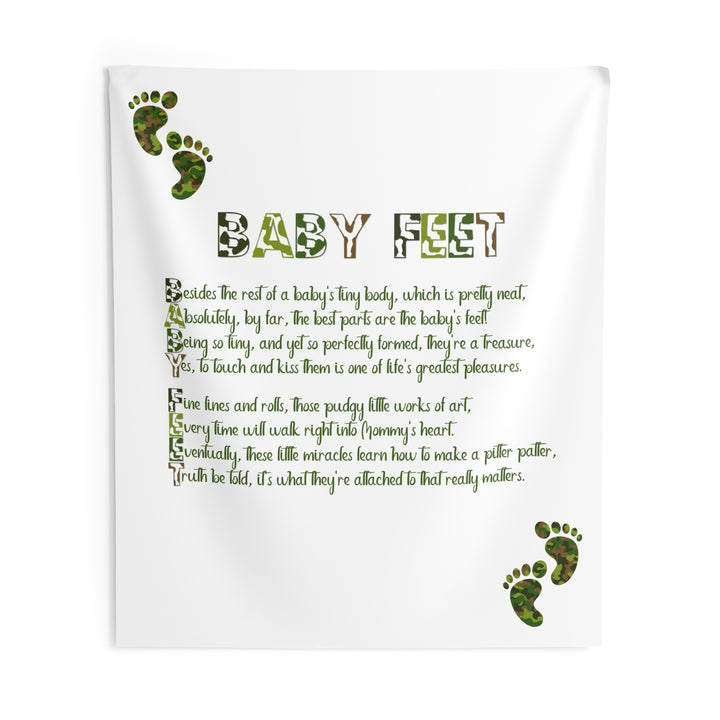 "Baby Feet" Acrostic Poem Baby Shower Backdrop - Camo