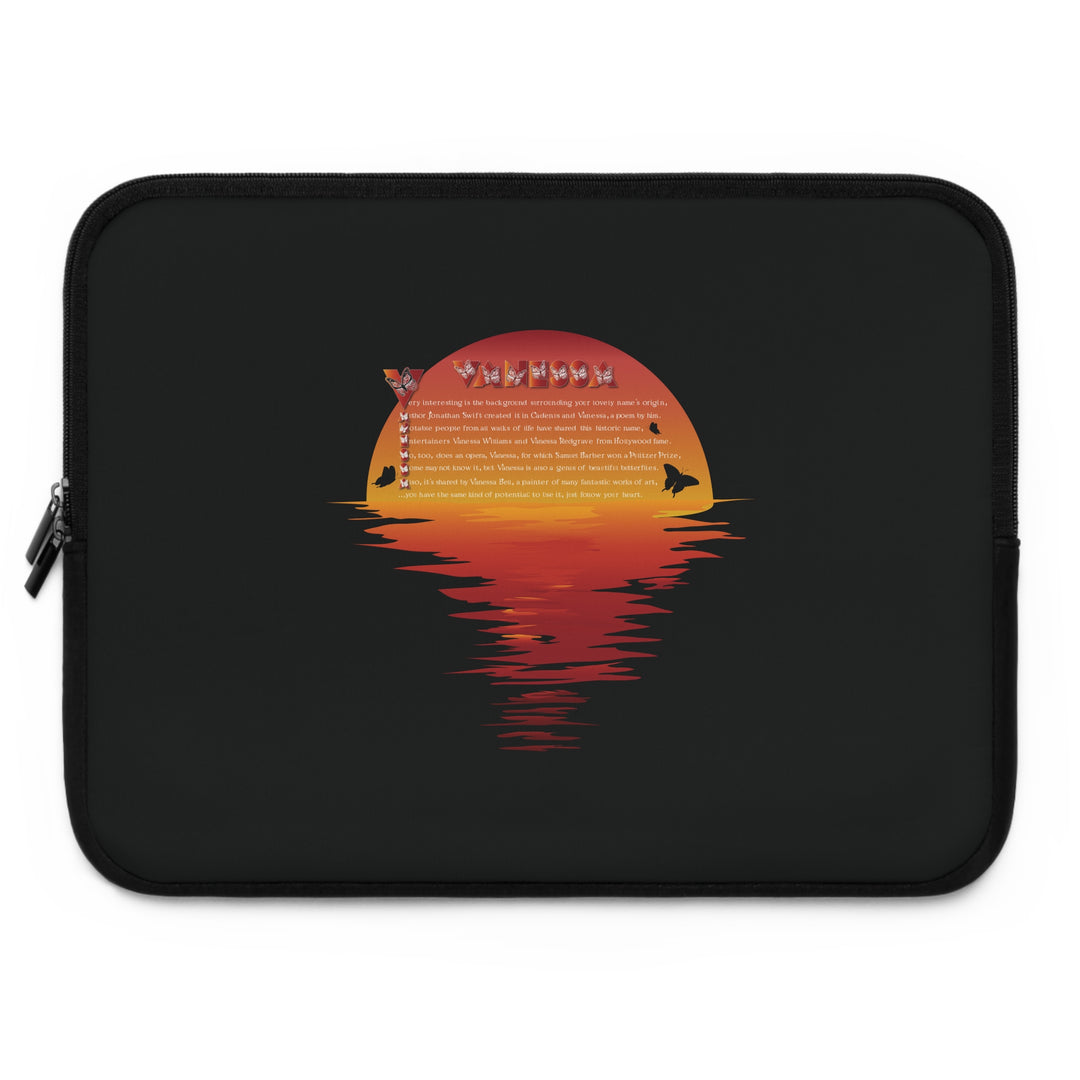 Namesakes Acrostic Poem Neoprene Laptop Sleeve - Solid Black Back