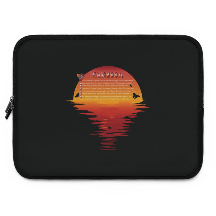 Namesakes Acrostic Poem Neoprene Laptop Sleeve - Solid Black Back