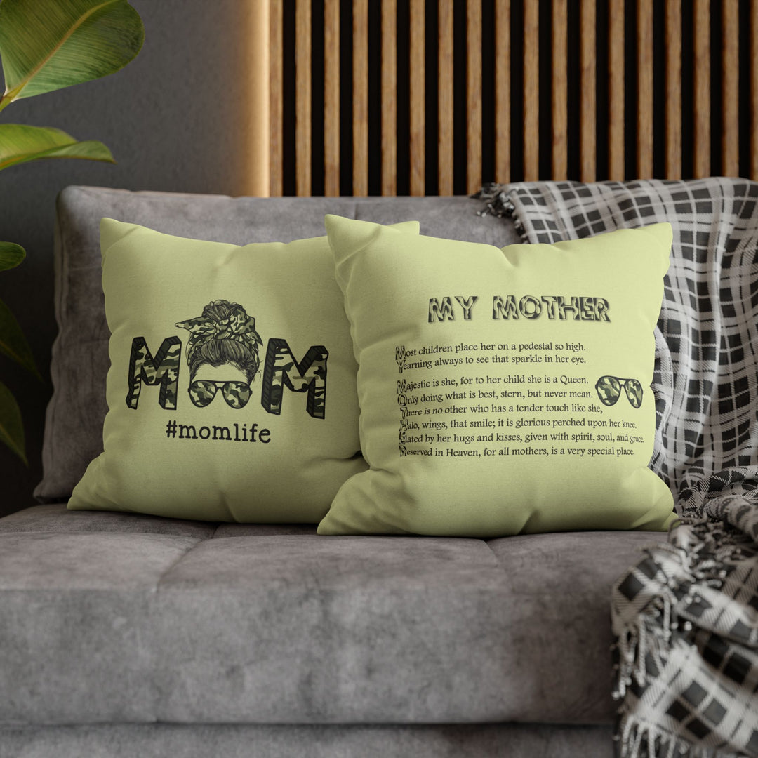 My Mother Acrostic Poem Pillow Cover -  Camo Design