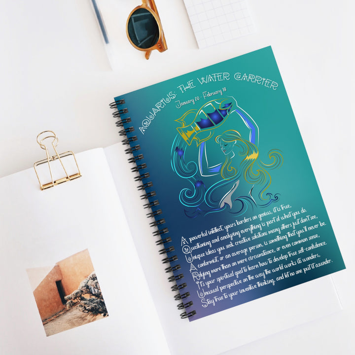 Aquarius Acrostic Poem Spiral Notebook - Ruled Line