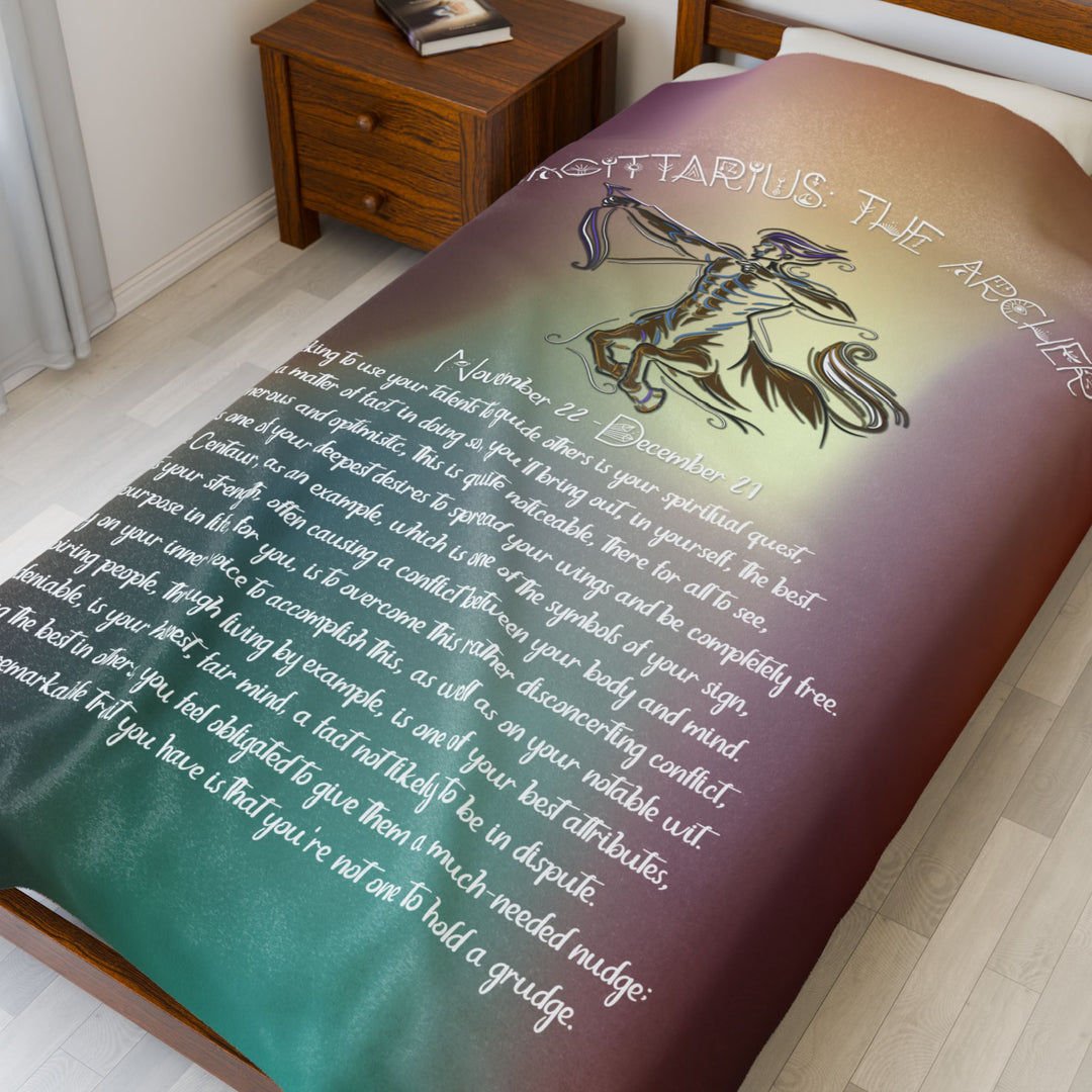Sagittarius Acrostic Poem Velveteen Plush Blanket - Colored