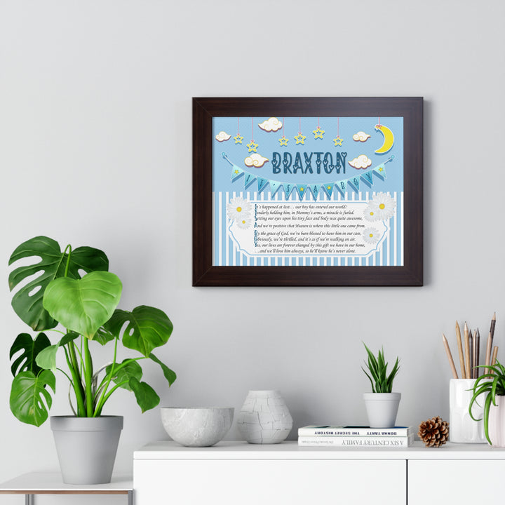 Baby Steps "It's a Boy" Framed Print Collection - Blue Stripes - Personalized