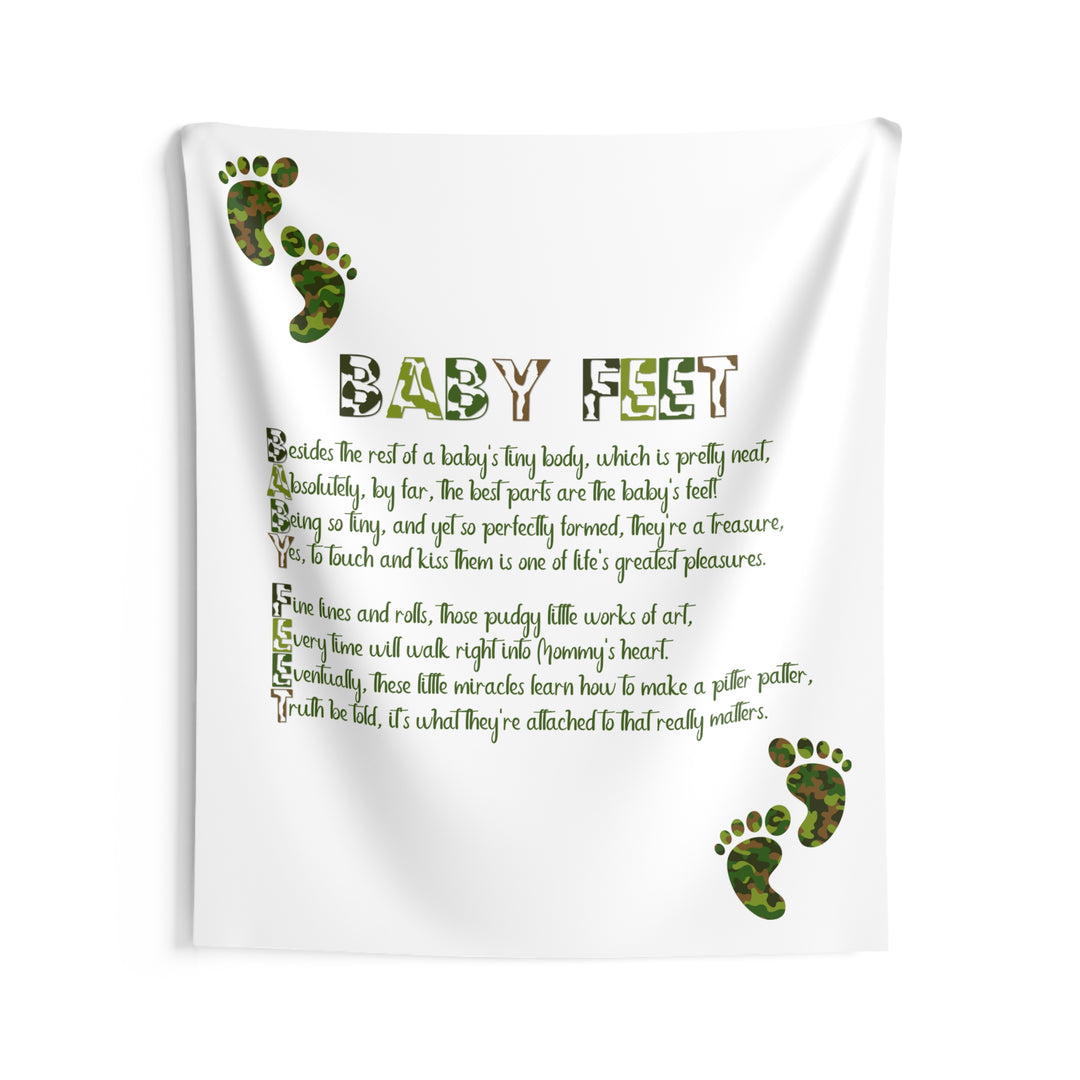 "Baby Feet" Acrostic Poem Baby Shower Backdrop - Camo