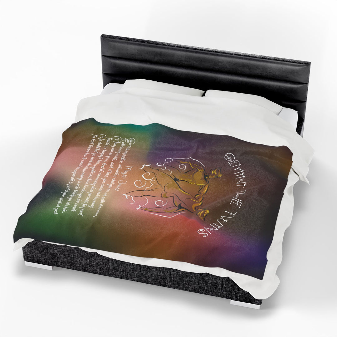 Gemini Acrostic Poem Velveteen Plush Blanket - Colored