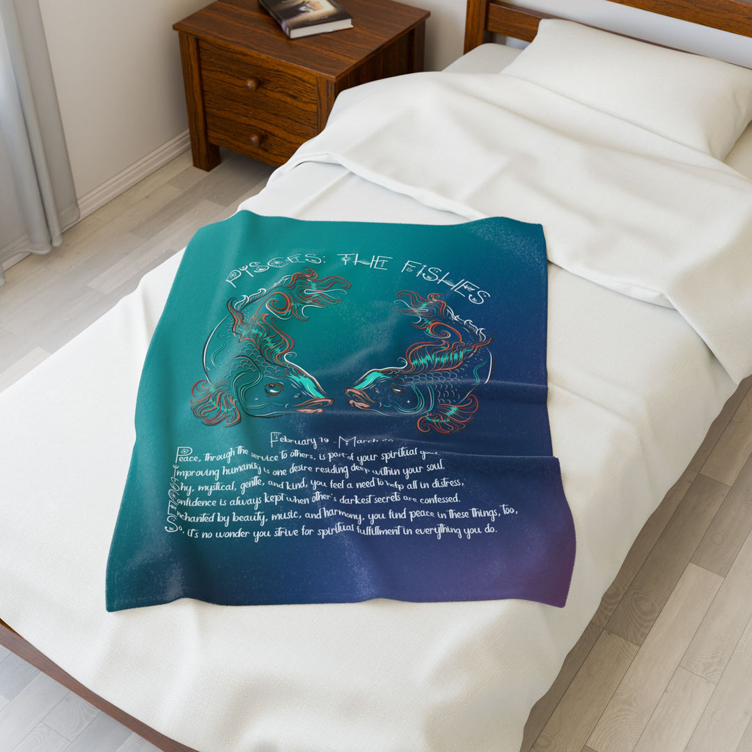 Pisces Acrostic Poem Velveteen Plush Blanket - Colored