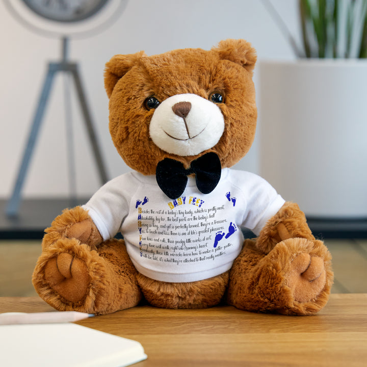 Baby Steps Teddy Bear with T-Shirt - Baby Feet - Blue