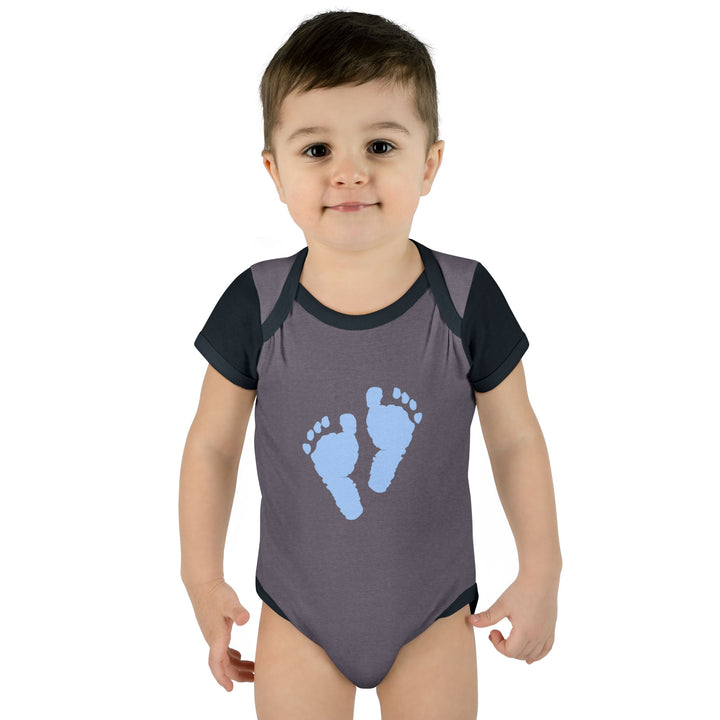 Baby Feet Acrostic Poem Baby Bodysuit - Blue Footprints