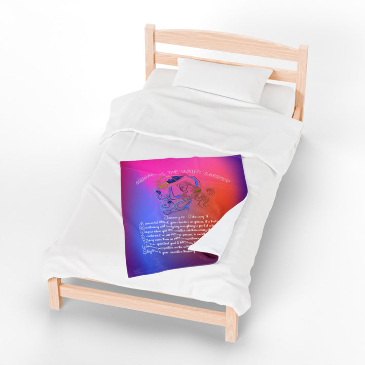 Aquarius Acrostic Poem Velveteen Plush Blanket - Colored