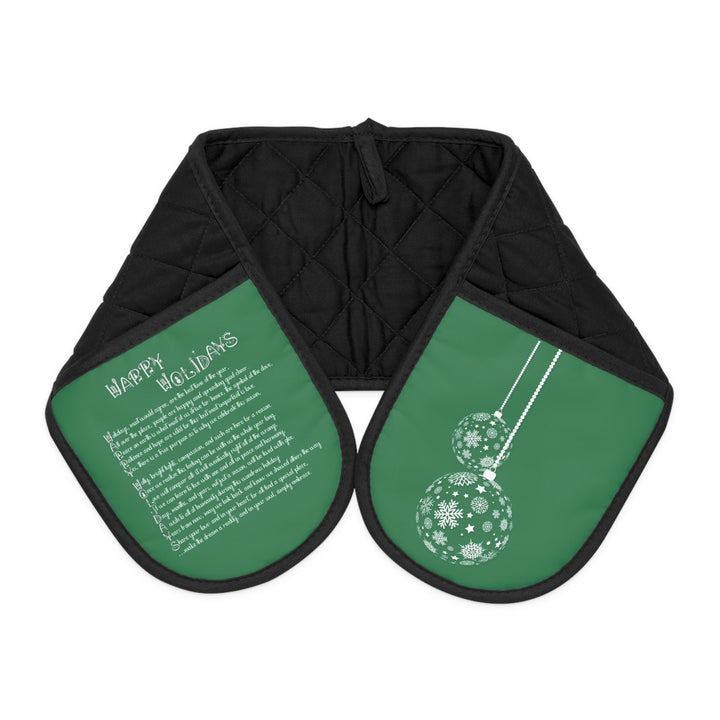 Happy Holidays Acrostic Poem Oven Mitts - Green