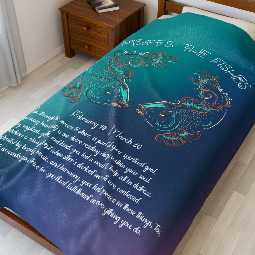 Pisces Acrostic Poem Velveteen Plush Blanket - Colored