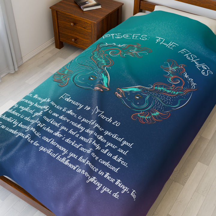 Pisces Acrostic Poem Velveteen Plush Blanket - Colored
