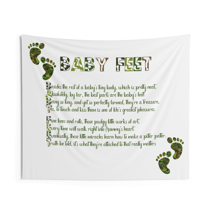 "Baby Feet" Acrostic Poem Baby Shower Backdrop - Camo
