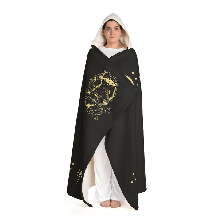 Written in the Stars Hooded Sherpa Fleece Blanket - Aquarius