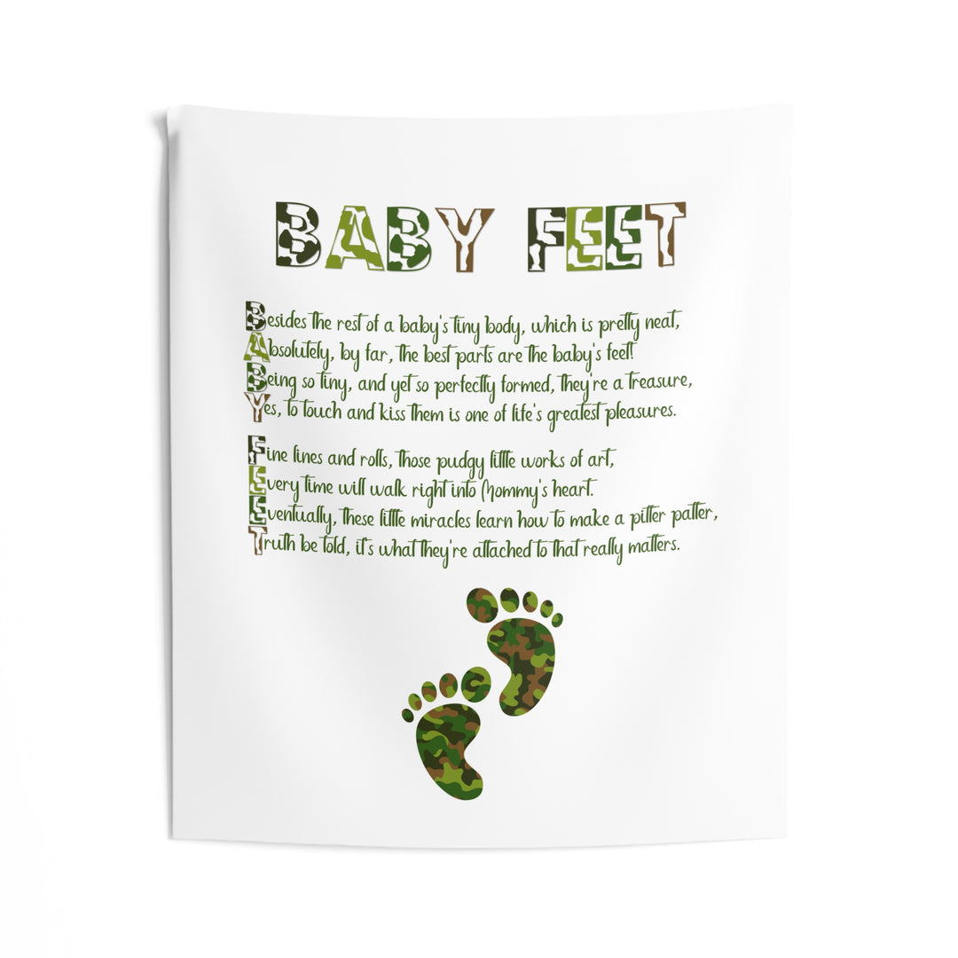 "Baby Feet" Acrostic Poem Baby Shower Backdrop - Camo
