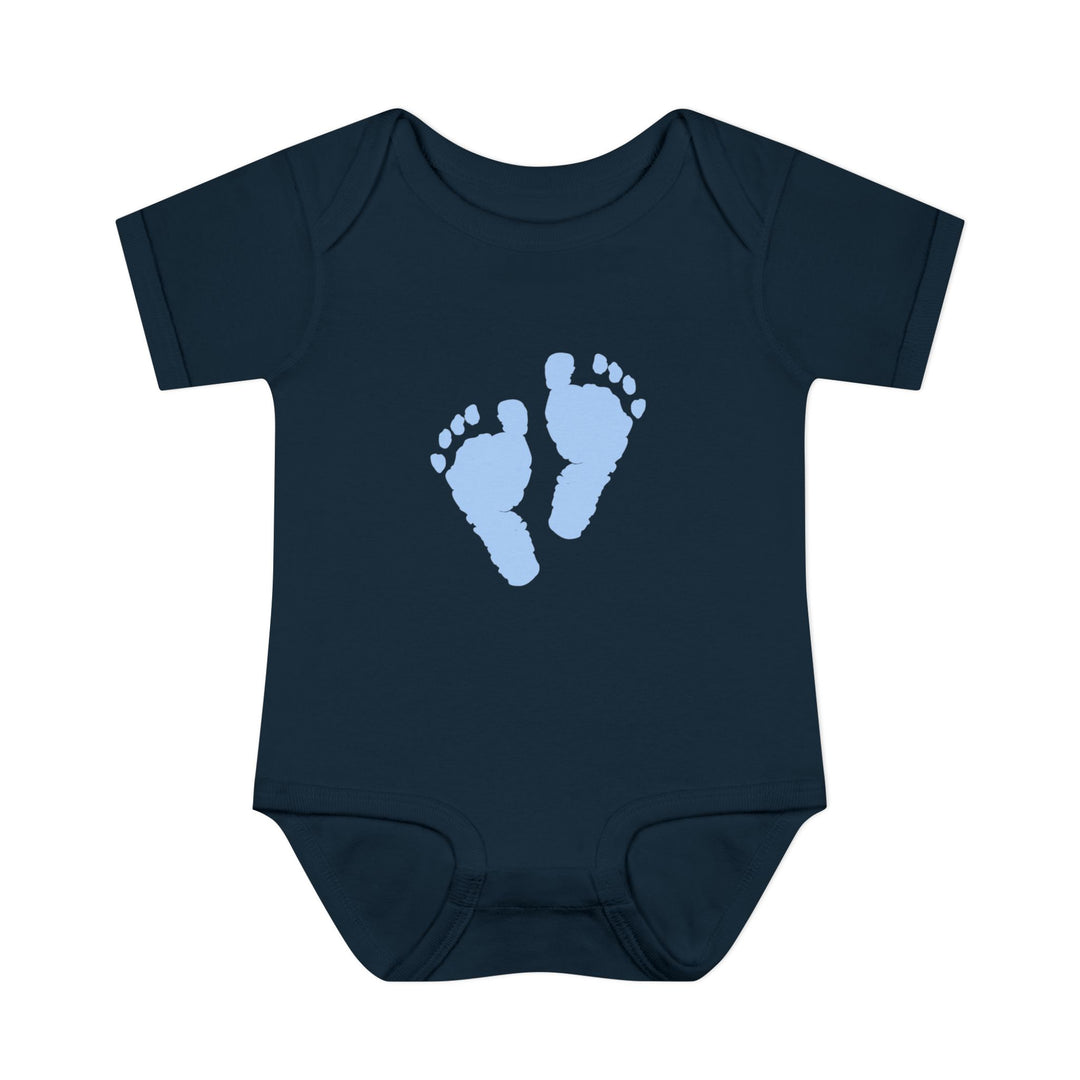 Baby Feet Acrostic Poem Baby Bodysuit - Blue Footprints