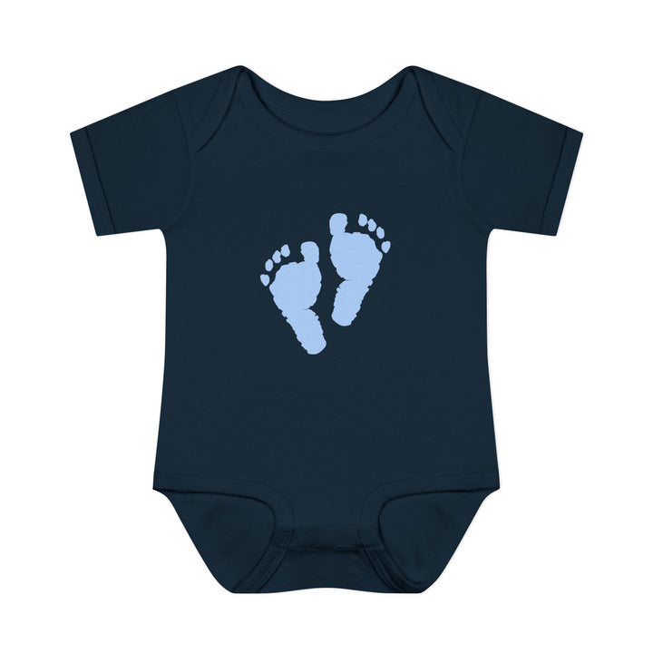 Baby Feet Acrostic Poem Baby Bodysuit - Blue Footprints