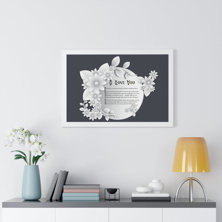 It's Just a Phrase "I Love You" Framed Acrostic Poem Print- Floral