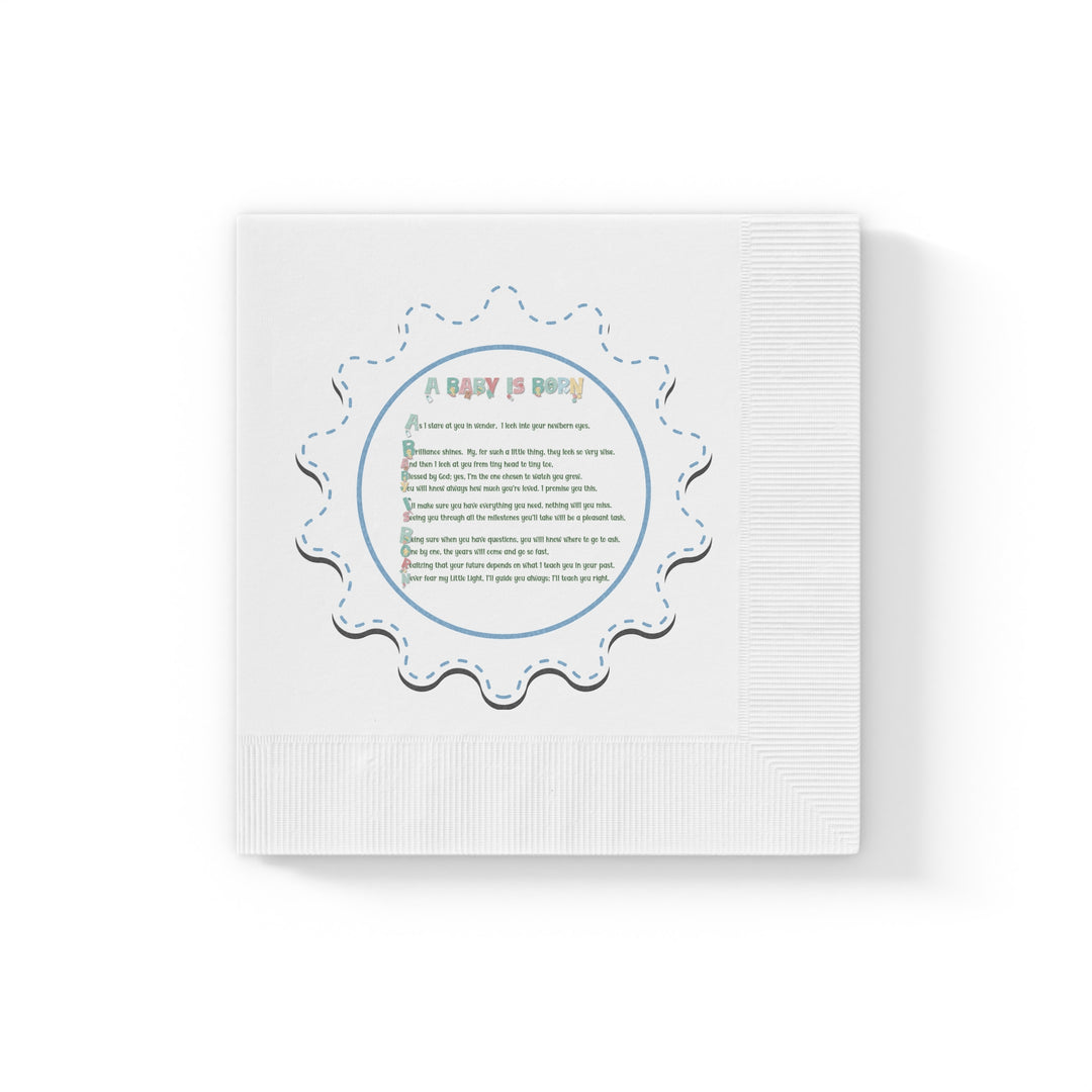 A Baby is Born Baby Shower Coined Napkins - No Personalization