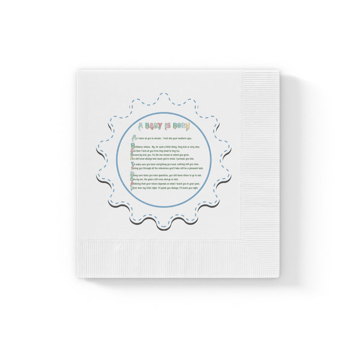 A Baby is Born Baby Shower Coined Napkins - No Personalization