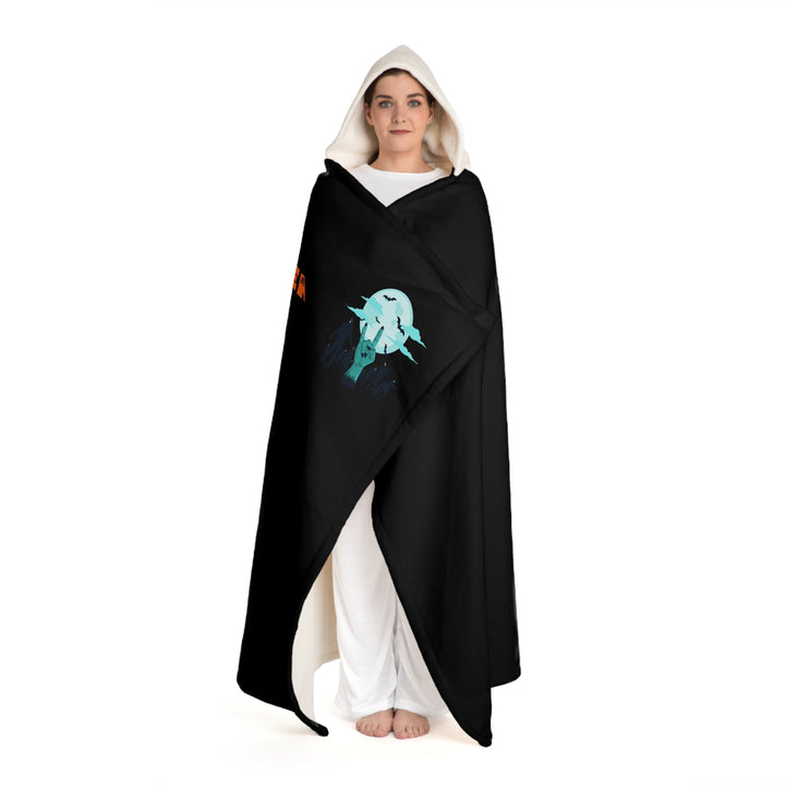 Happy Halloween Hooded Sherpa Fleece Blanket - Zombies - "Rock On" Hand - Black
