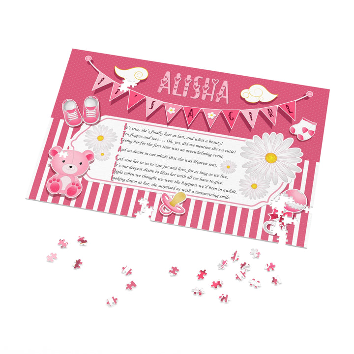 It's a Girl Acrostic Poem Puzzle - Banner and Stripes - Personalized