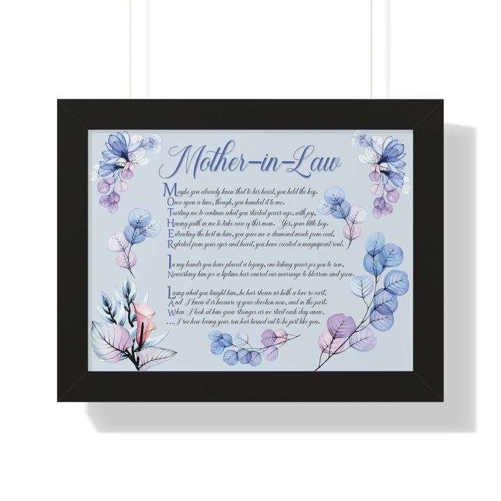 It's Just a Phrase "Mother-in-Law" Framed Horizontal Acrostic Poem Print- Floral