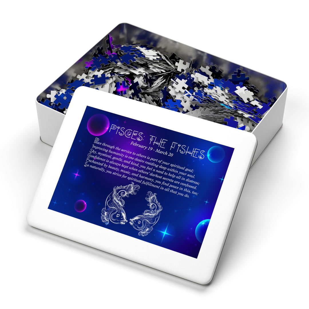 Pisces Acrostic Poem Puzzle - Tin Box