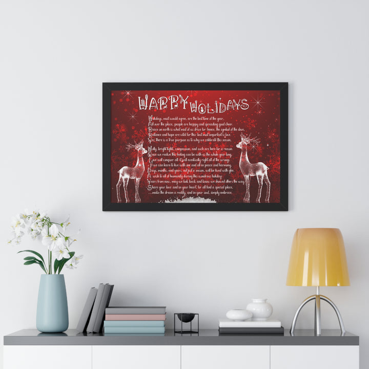 It's Just a Phrase "Happy Holidays" Framed Horizontal Acrostic Poem Poster