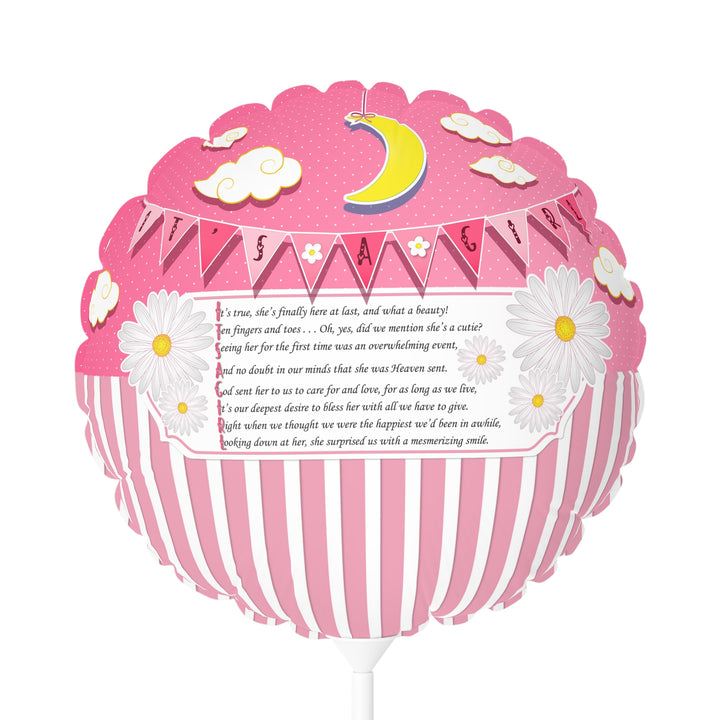It's a Girl 11" Acrostic Poem Balloon - Pink-White Stripes - No Personalization