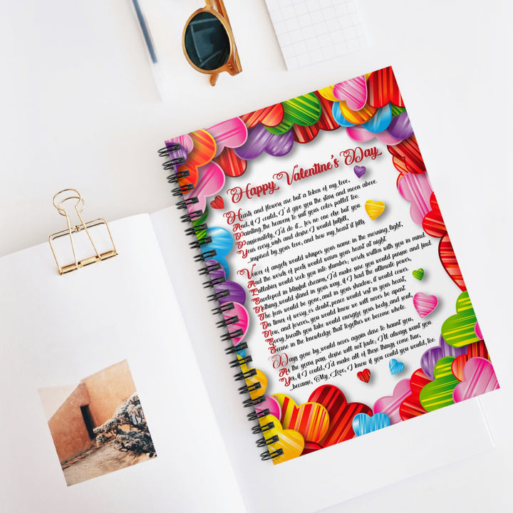 Happy Valentine's Day Acrostic Poem Spiral Notebook - Candy Hearts