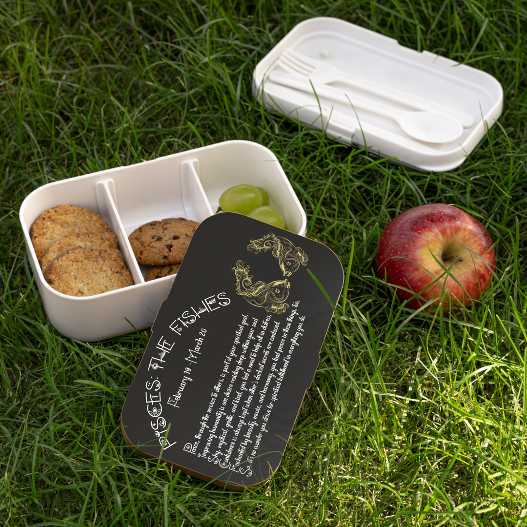 Pisces Acrostic Poem Bento Lunch Box - Wooden Lid