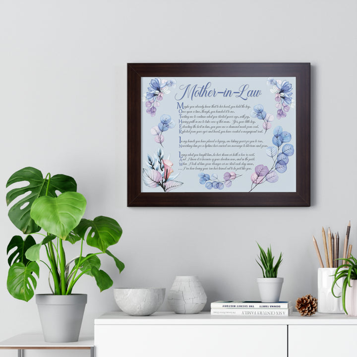 It's Just a Phrase "Mother-in-Law" Framed Horizontal Acrostic Poem Print- Floral