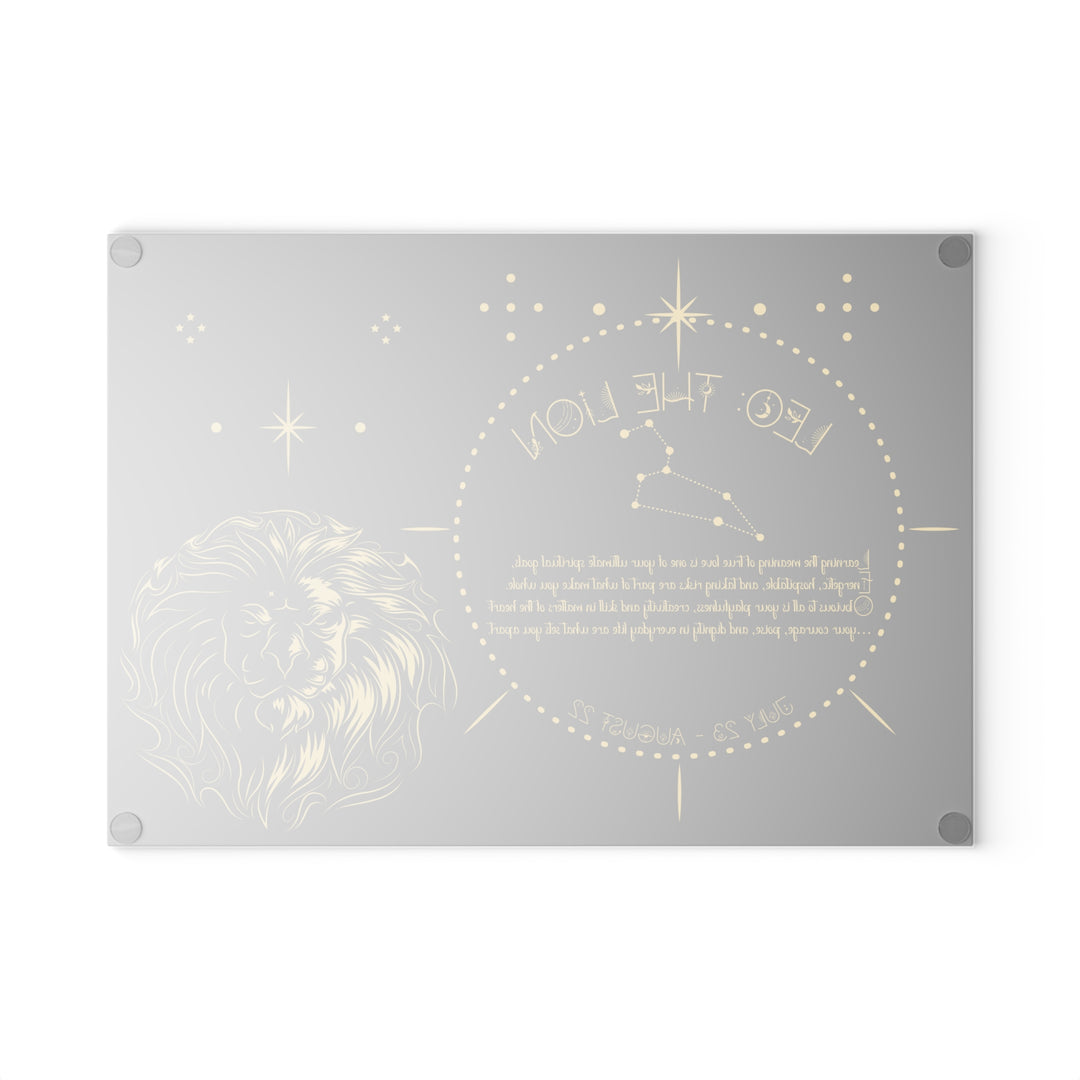 Leo Acrostic Poem Glass Cutting Board