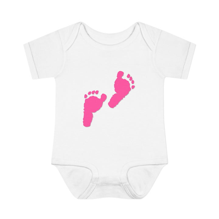 Baby Steps "Baby Feet" Acrostic Poem Bodysuit - Pink Footprints