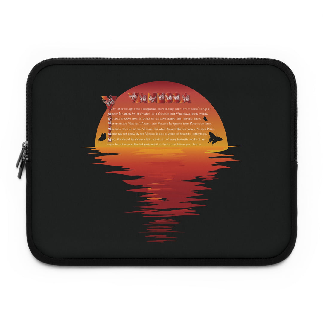 Namesakes Acrostic Poem Neoprene Laptop Sleeve - Solid Black Back