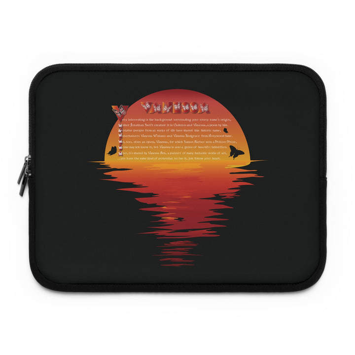 Namesakes Acrostic Poem Neoprene Laptop Sleeve - Solid Black Back