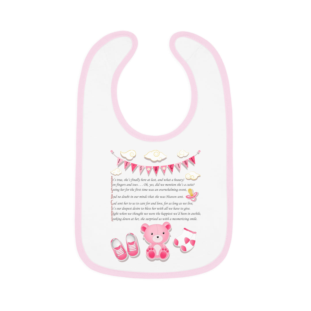 Baby Steps Acrostic Poem - Contrast Trim Jersey Bib - "It's a Girl"