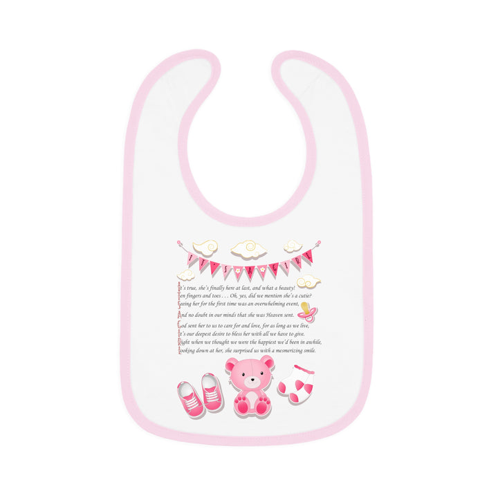 Baby Steps Acrostic Poem - Contrast Trim Jersey Bib - "It's a Girl"