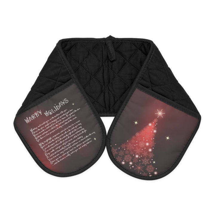 Happy Holidays Acrostic Poem Oven Mitts - Burgandy