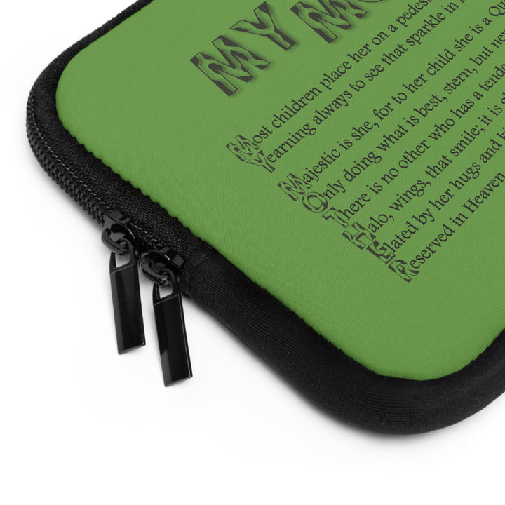 My Mother Acrostic Poem Neoprene Laptop Sleeve - Solid Black Back - Camo