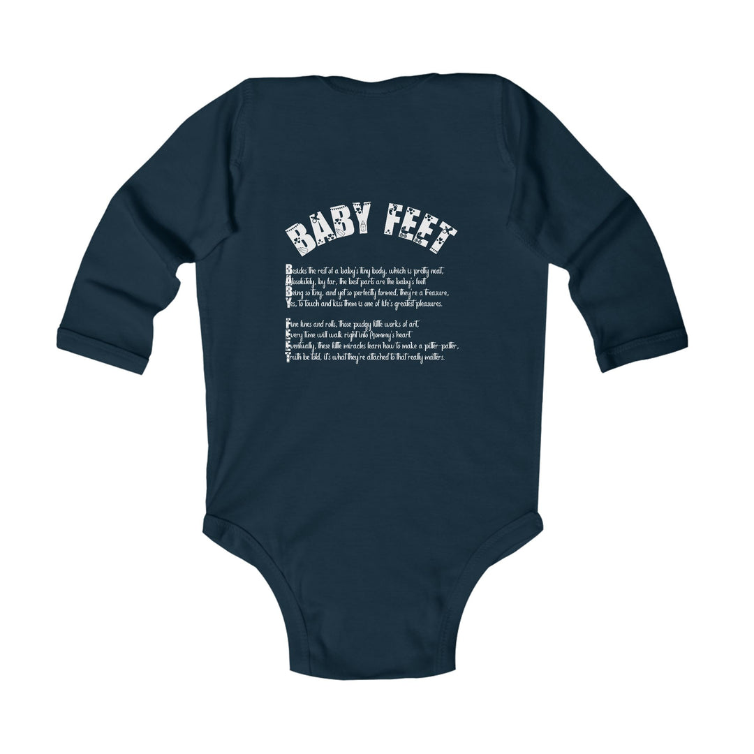 Baby Feet Acrostic Poem Infant Long Sleeve Bodysuit -Pink-Gold Footprints