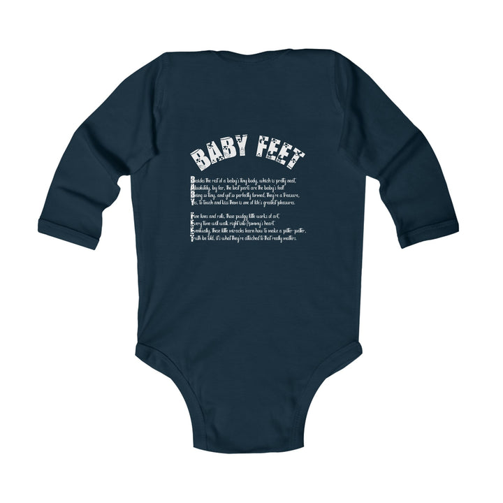 Baby Feet Acrostic Poem Infant Long Sleeve Bodysuit -Pink-Gold Footprints