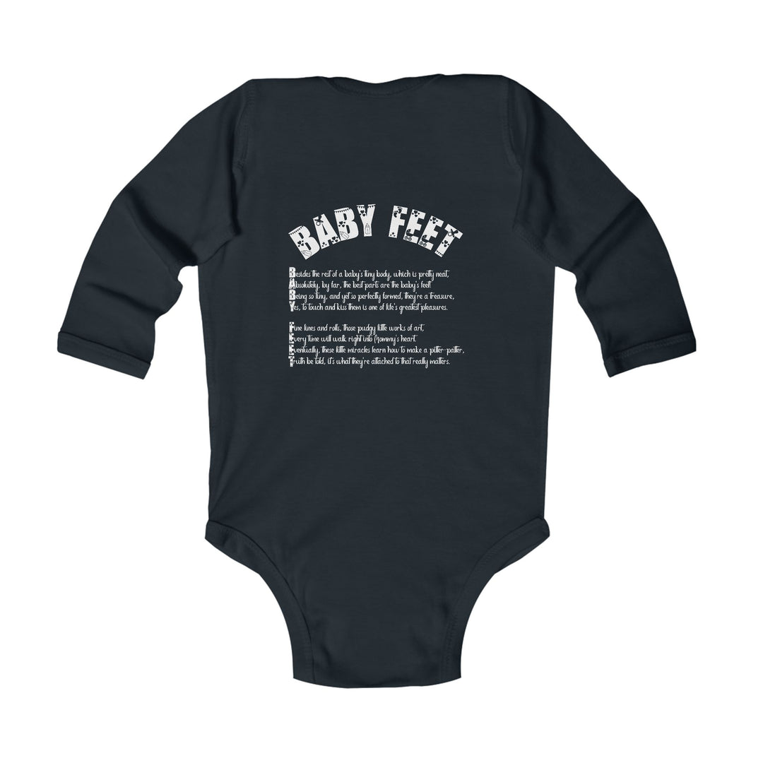 Baby Feet Acrostic Poem Infant Long Sleeve Bodysuit -Pink-Gold Footprints