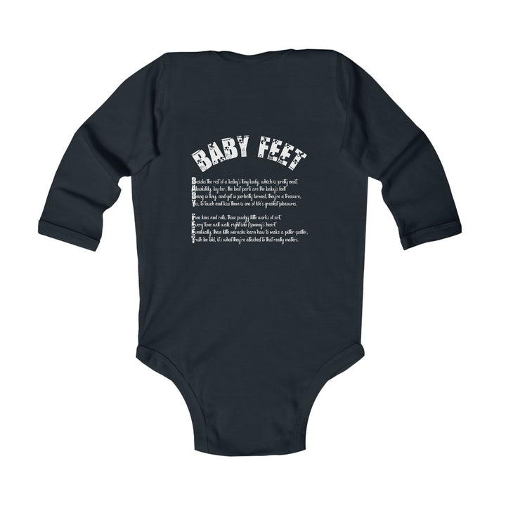 Baby Feet Acrostic Poem Infant Long Sleeve Bodysuit -Pink-Gold Footprints