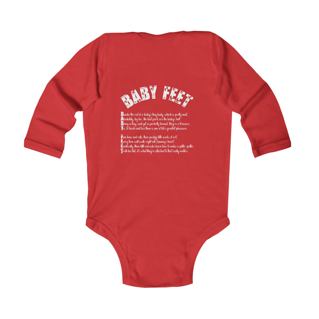 Baby Feet Acrostic Poem Infant Long Sleeve Bodysuit -Pink-Gold Footprints