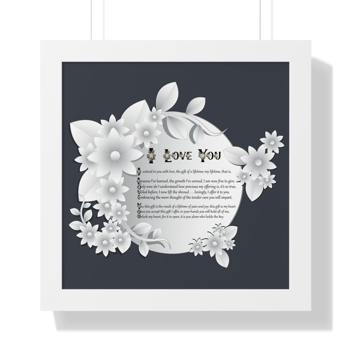 It's Just a Phrase "I Love You" Framed Acrostic Poem Print- Floral