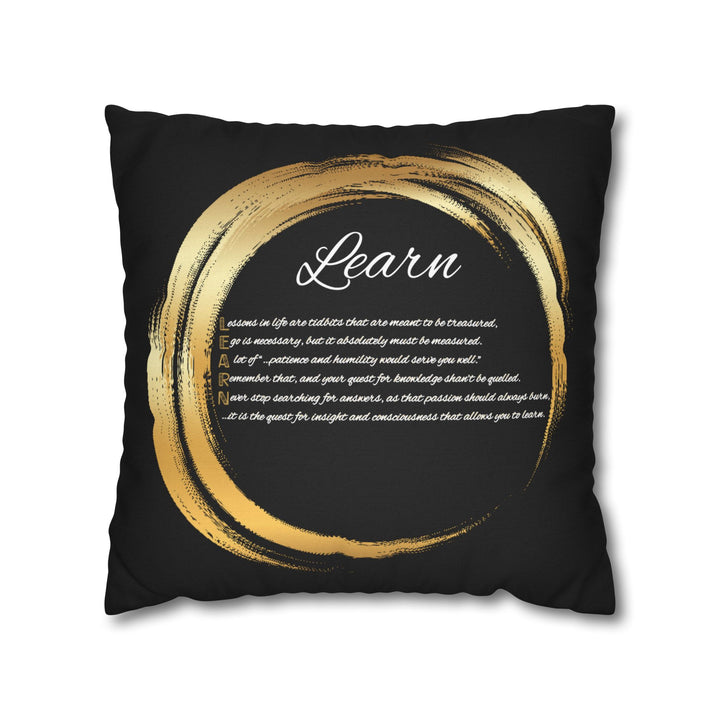 "Learn" Acrostic Poem Pillow Cover from "Learn, Lead, Believe" - Red