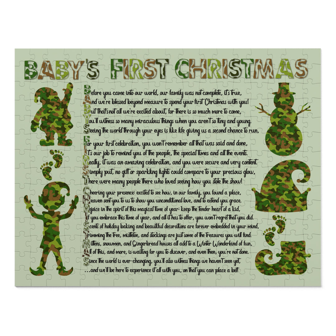 Baby's First Christmas Acrostic Poem Puzzle - Camo - Tin Box