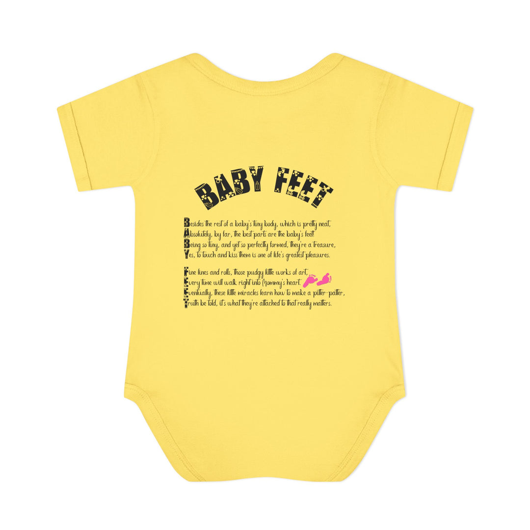 Baby Feet Acrostic Poem Bodysuit - Pink Footprints